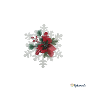 Small Christmas Hanging Decoration (30 cm) -  Glitter Snowflake with Pinecone and Berries | Cute Xmas Ornament for Tree, Door, and Home Décor