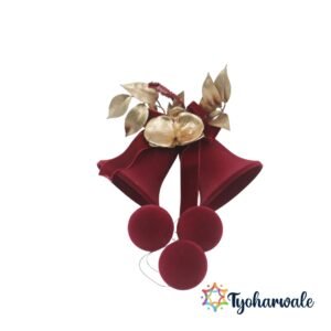 Velvet Hanging Bells | Premium Christmas Wall Decoration for Home, Door, Office, and Parties |
