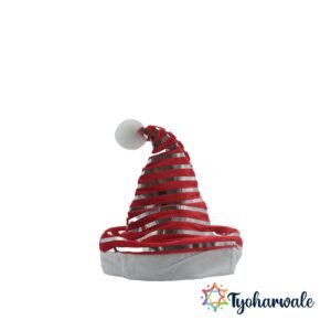Premium Santa Claus Cap – Red Velvet with Silver Strips | Stylish Christmas Decoration and Costume Hat for Kids and Adults | Merry Christmas Party Accessory (Set of 12) |