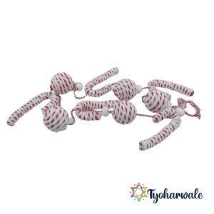 Candy Cane Rope Christmas Hanging Decoration | Festive Garland with Pom-Poms | Décor for Xmas Tree and Home |