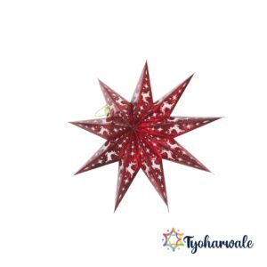 Star Hanging Decoration | Premium Red Christmas Reindeer Cutouts and Festive Design | Xmas Star for Door, Ceiling, and Holiday Party Décor