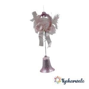 Bell Christmas Hanging Decoration | Small Latkan with Ribbon and Pearls | Stylish Xmas Decor for Tree, Door, and Home |