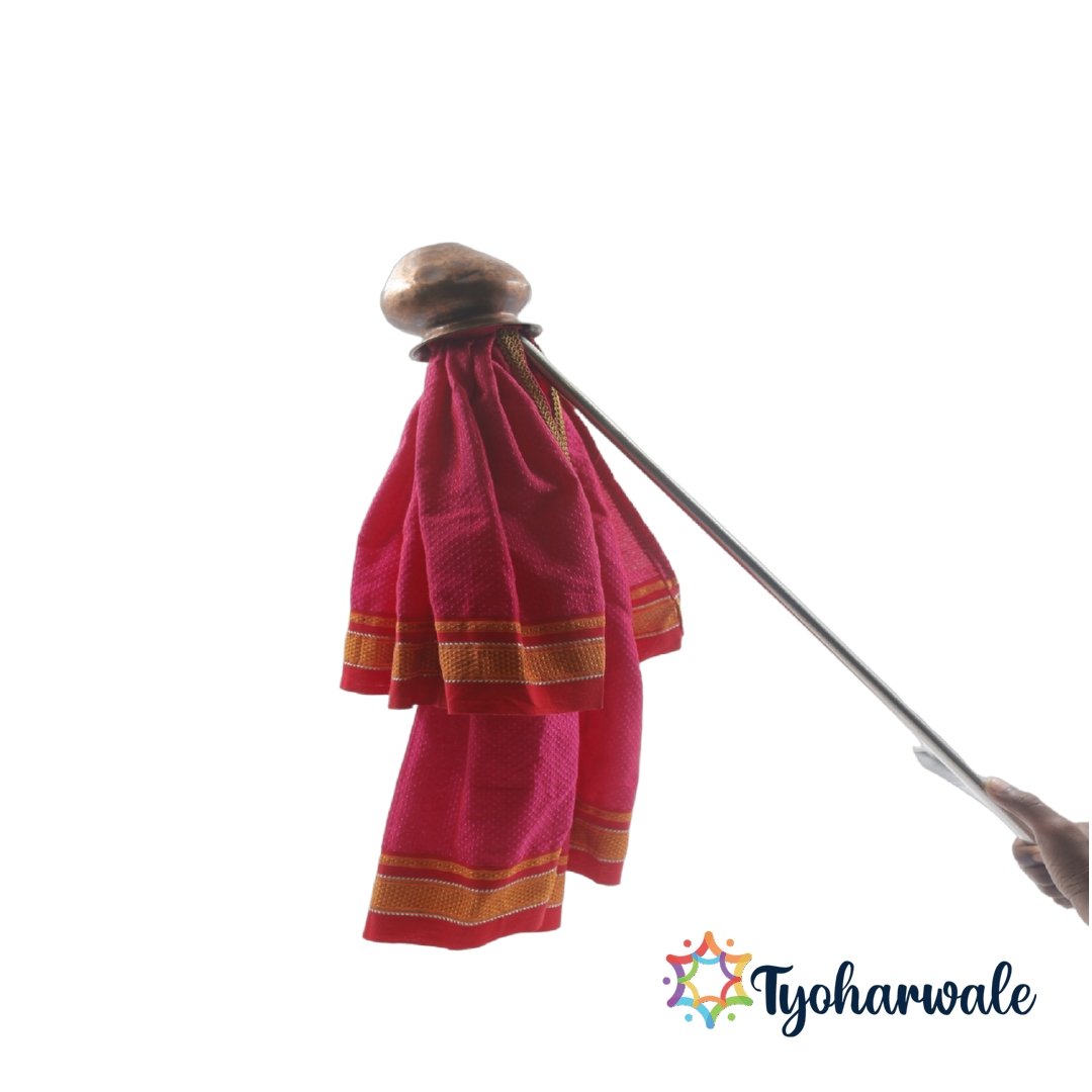 Double Gudi Cover for Gudi Padwa | Traditional Cover |Maharashtrian Gudi Padwa Decoration | Ready Made Gudi Cover for Home Entrance, Balconies or Windows| Khun Saree Fabric|