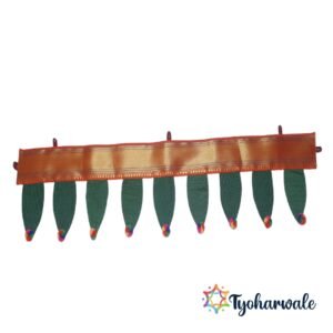 Khun Toran | Door Hanging for Pooja Decor, Main Door, Temple Decoration, Khan Fabric Toran | Traditional Leaf Design |
