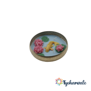 Hammered Urli Candle Lotus and Leaf and Fish | Decorative Spiritual Candle for Pooja, Festivals, and Home Décor |