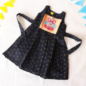 Soft raw silk Paithani Patch Golden butti Black Frock