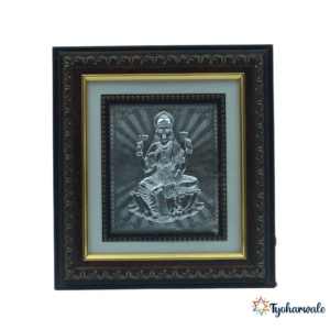 Silver Plated Laxmi Photo Stand | Goddess Lakshmi Photo for Home Decor, Car or Mandir |
