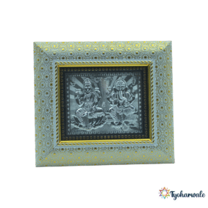 Lakshmi Ganpati Frame | Silver Plated Laxmi Ganesh Frame | For Home Mandir, Office, Gifting and Housewarming |