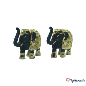 Gold plated Elephant Pair | Gajraj Statues for Home Décor, Office, Housewarming or Gifting |