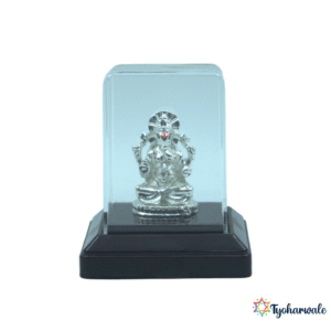 Full Silver Finish Ganpati Statue | Lord Ganesha Idol for Pooja | Auspicious Start & Wisdom Symbol | Spiritual Gift for Home & Office