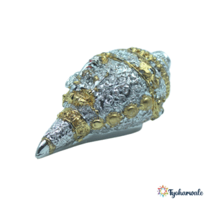 Silver and Gold Shankha | Decorative Conch for Pooja & Vastu | Traditional Spiritual Symbol | Religious Gift for Home