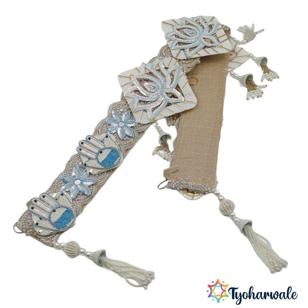 Embroidered Toran with Tassels | Lotus Bandhanwar for Main Door Decoration | Diwali, Pooja Room Decor, & Housewarming Gift |