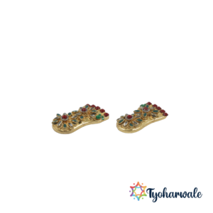 Lakshmi Charan Paduka Sticker | Charan Paduka with Swastik | For Home, Office, Pooja Room, Mandir Entrance, and Gifting |