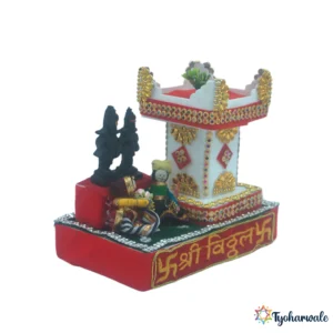Tulsi Vrindavan with Vitthal Rakhumai Setup (विठ्ठल रखुमाई) | Traditional Miniature | For Pooja Display, Home Mandir & Temple Decor |