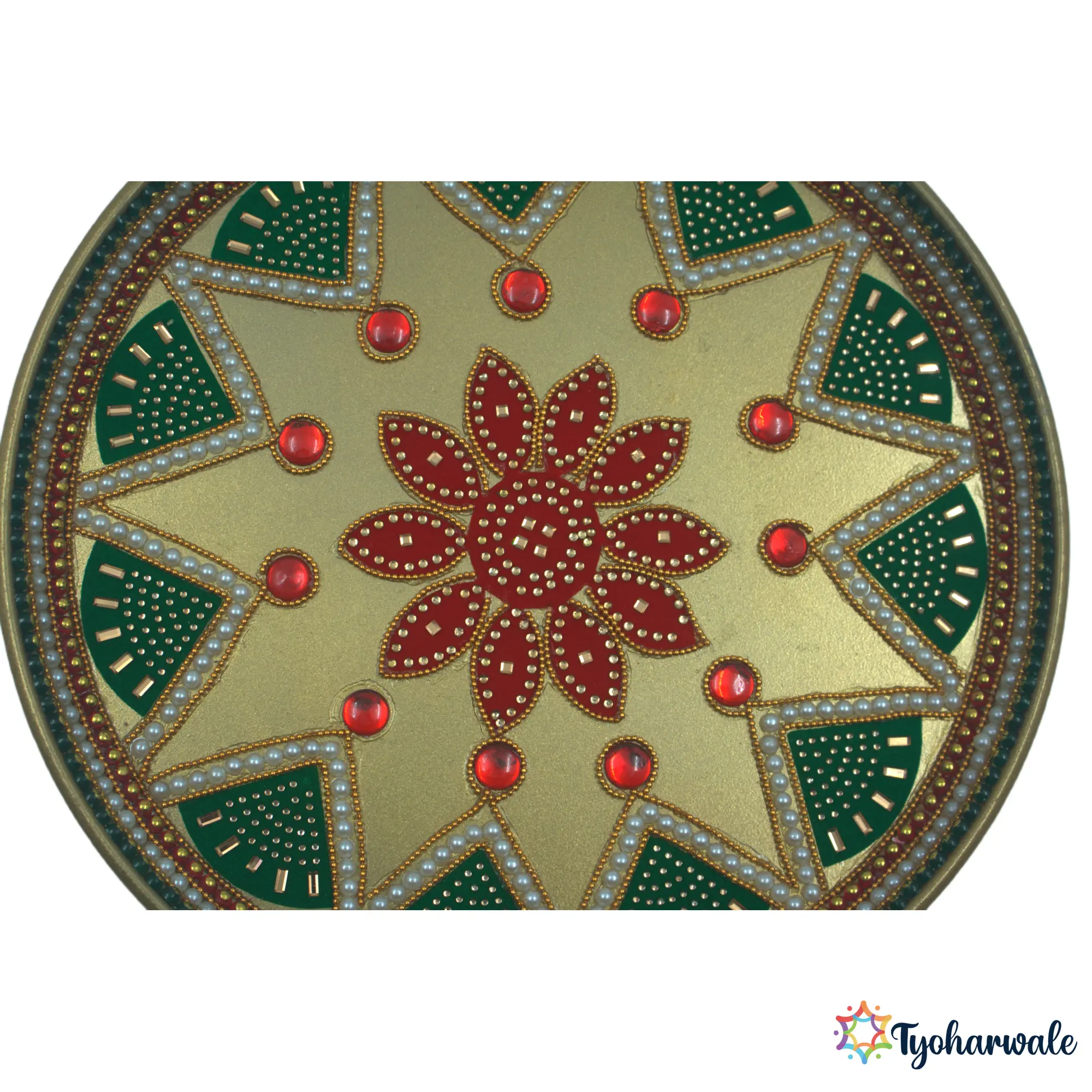 Decorative Pooja Thali for Home Mandir | Decorative Puja plate for Aarti, Diwali, Sankranti & Daily Worship|