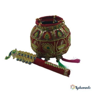 Decorative Handi and Stick Set of 4 (हंडी) | decorative handi | Traditional Ritual Pot Decor | Wedding Rukhwat & Marriage Ceremonies