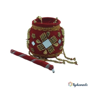 Decorative Handi and Stick Set of 4 (हंडी) | decorative handi | Traditional Ritual Pot Decor | Wedding Rukhwat & Marriage Ceremonies