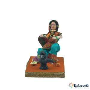 Lady Doing Pooja of Shivalinga Setup for Rukhwat (शिवलिंग पूजा) | Shivalinga Pooja Figurine | Traditional Pooja Setup |