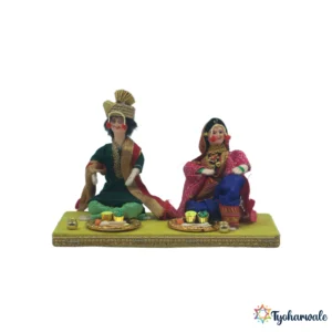 Navara Navari Eating Setup Miniature for Rukhwat (नवरानवरी - जेवण) | navara navari figurine | traditional wedding decor Couple Miniature