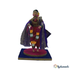 Navari Rukwat Figurine | 12 Inches | Maharashtrian Bride Display Showpiece | Marathi Lagna Traditional Bridal Doll for Wedding Rukwat Arrangement