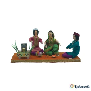 Satyanarayan Pooja Setup for Rukwat | Approx: 7 Inches | Religious Pooja Decor Miniature for Wedding Rukwat |