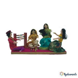 Mehendi and Bangdi Rukwat Figurine Set | Maharashtrian Wedding Ritual Scene | Bridal Ceremony Display Decor | Traditional Lagna Showpiece |