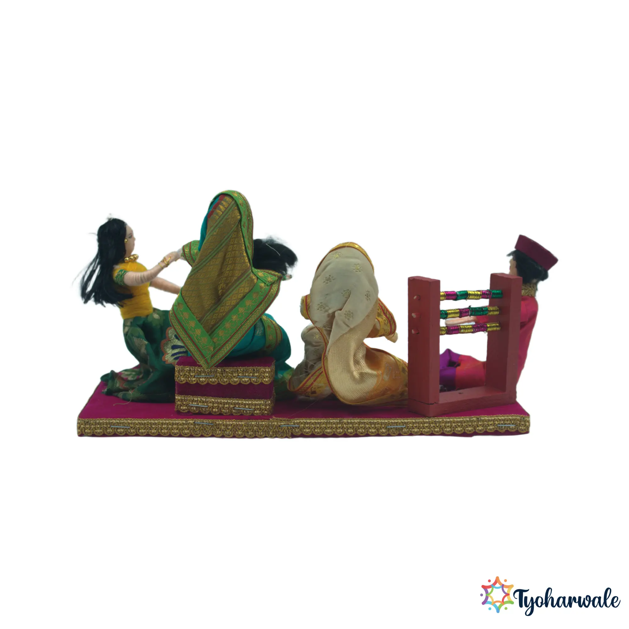 Mehendi and Bangdi Rukwat Figurine Set | Maharashtrian Wedding Ritual Scene | Bridal Ceremony Display Decor | Traditional Lagna Showpiece |