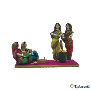 Ghana Karyakram Rukwat Figurine Set | Approx: 8 Inches |Traditional Maharashtrian Wedding Ritual Scene | Marathi Lagna Cultural Display Showpiece for Bridal Rukwat Arrangement