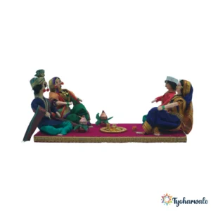 Kanyadan Karyakram Rukwat Figurine Set | Approx: 7 Inches | Maharashtrian Wedding Ritual Scene | Marathi Lagna Cultural Display Showpiece for Bridal Rukwat Arrangement