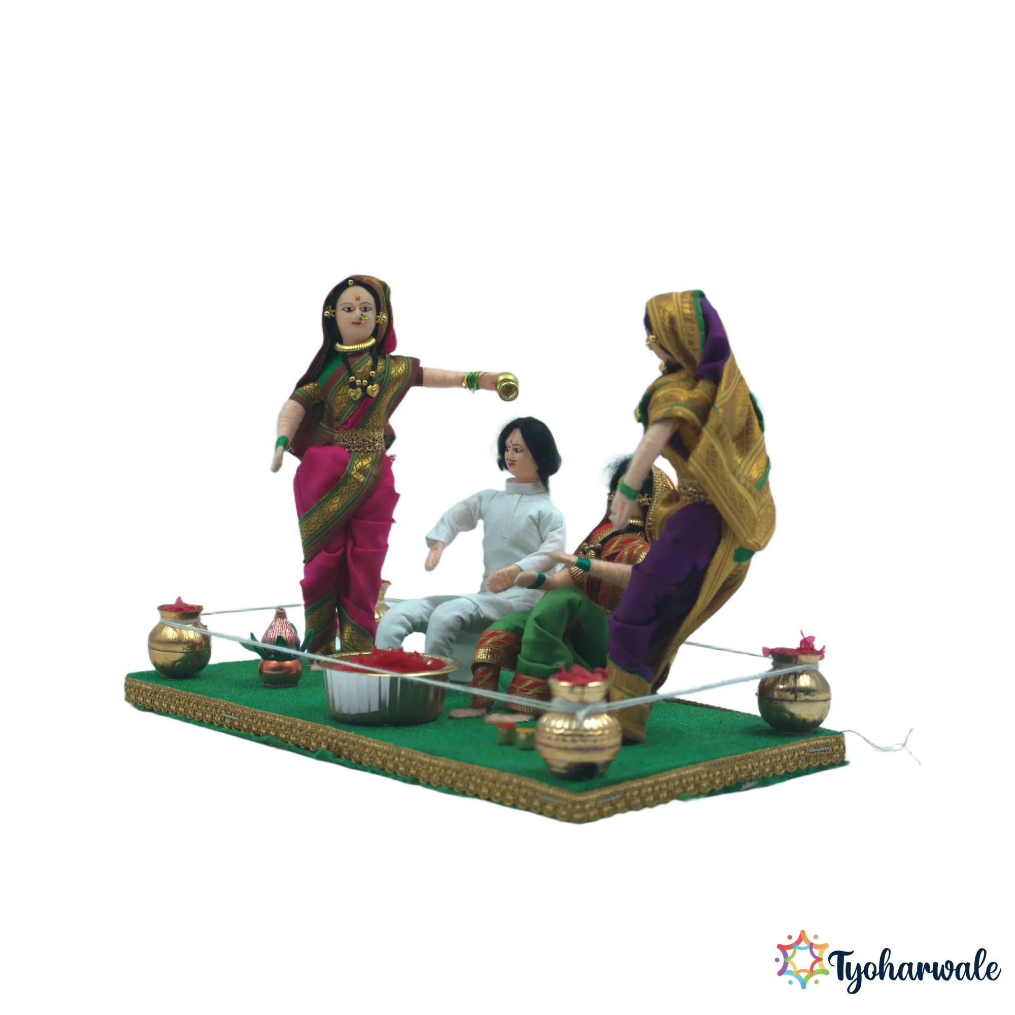 Haldi Utravni Karyakram Rukwat Figurine Set | Maharashtrian Wedding Ritual Scene | Marathi Lagna Cultural Display Showpiece for Bridal Rukwat Arrangement