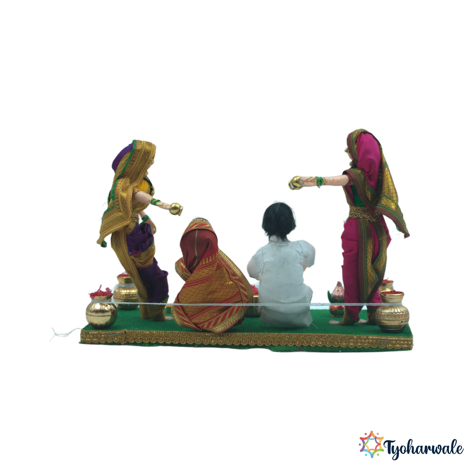 Haldi Utravni Karyakram Rukwat Figurine Set | Maharashtrian Wedding Ritual Scene | Marathi Lagna Cultural Display Showpiece for Bridal Rukwat Arrangement