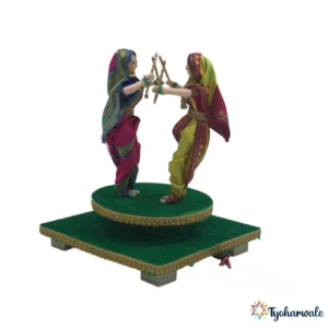 Dandiya Rukwat Figurine Set | 11 Inches | Traditional Folk Dance Wedding Display | Marathi Lagna Cultural Showpiece for Bridal Rukwat Arrangement |