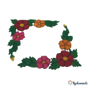 Corner Flower Rangoli Design for Home Decor | Floral Rangoli for Diwali & Pooja | Handmade Decorative Rangoli for Temple Entrance & Festivals |