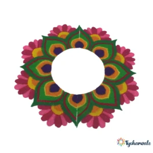 Rangoli Design for Home Decoration | Peacock Style Motif | Handmade Rangoli Decoration for Diwali, Events, Entrance & Temple |