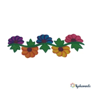 Flower Vel Rangoli Design | Floral Border Rangoli for Diwali Decoration | Reusable Floor Rangoli for Home Entrance, Festivals & Pooja Use |