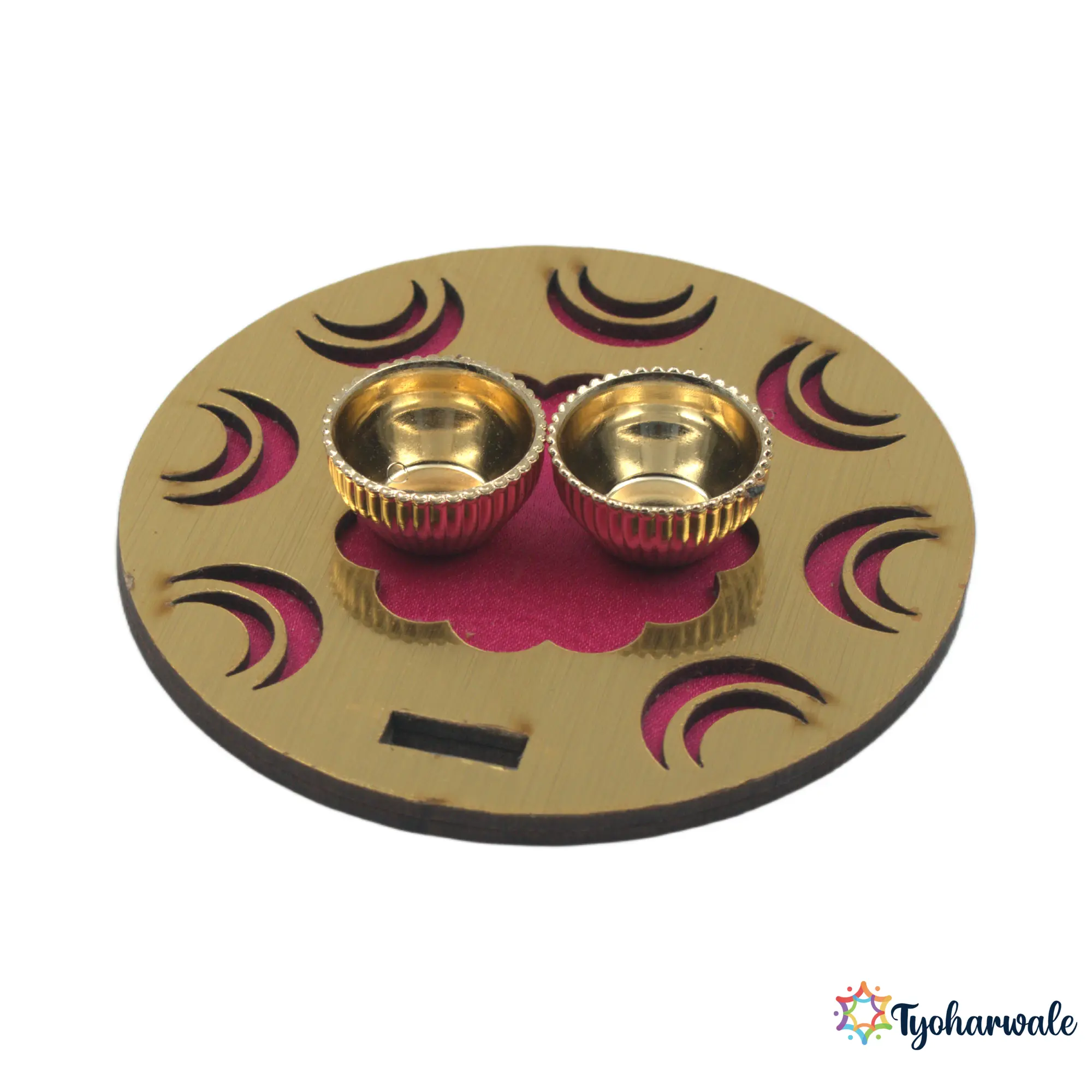 Round Shaped Holder | Traditional Round Design Haldi Kumkum Set for Pooja, Festivals & Mandir Decor |