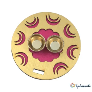 Round Shaped Holder | Traditional Round Design Haldi Kumkum Set for Pooja, Festivals & Mandir Decor |