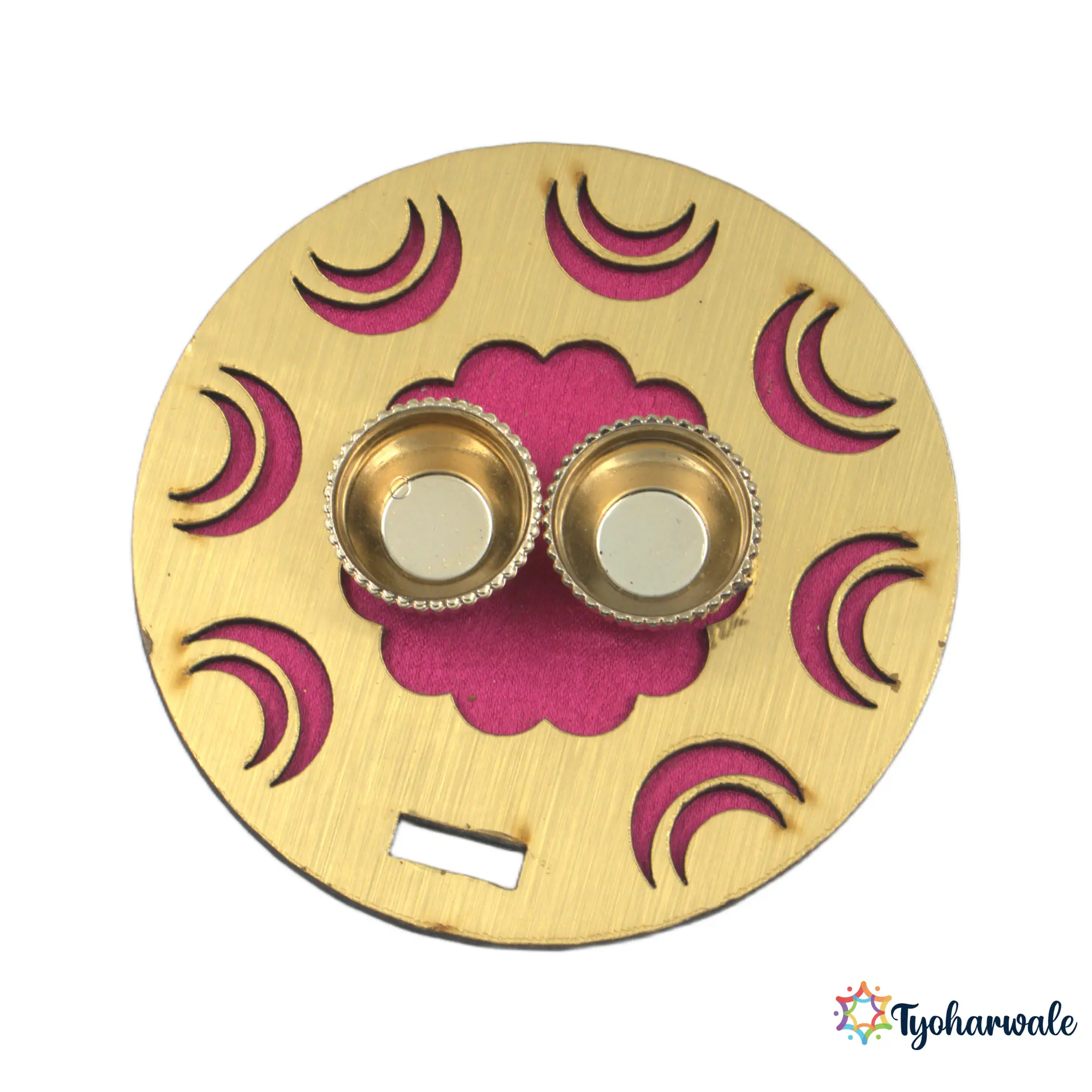 Round Shaped Holder | Traditional Round Design Haldi Kumkum Set for Pooja, Festivals & Mandir Decor |
