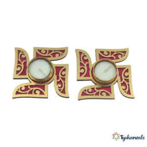 Swastik Tealight Candles – Decorative Tealight Holder for Diwali, Pooja & Home Decor | Traditional Swastik Design Candle Holder |