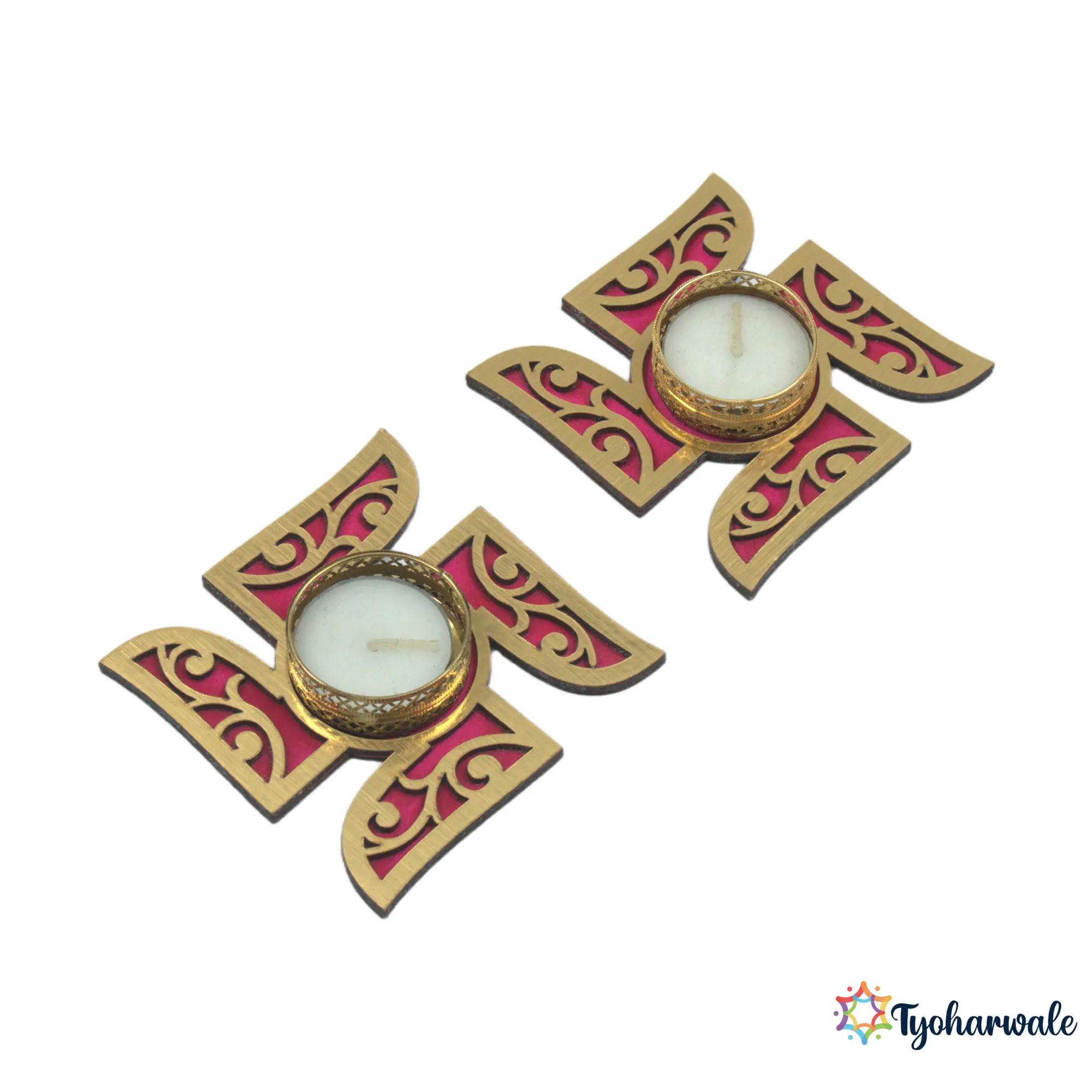 Swastik Tealight Candles – Decorative Tealight Holder for Diwali, Pooja & Home Decor | Traditional Swastik Design Candle Holder |