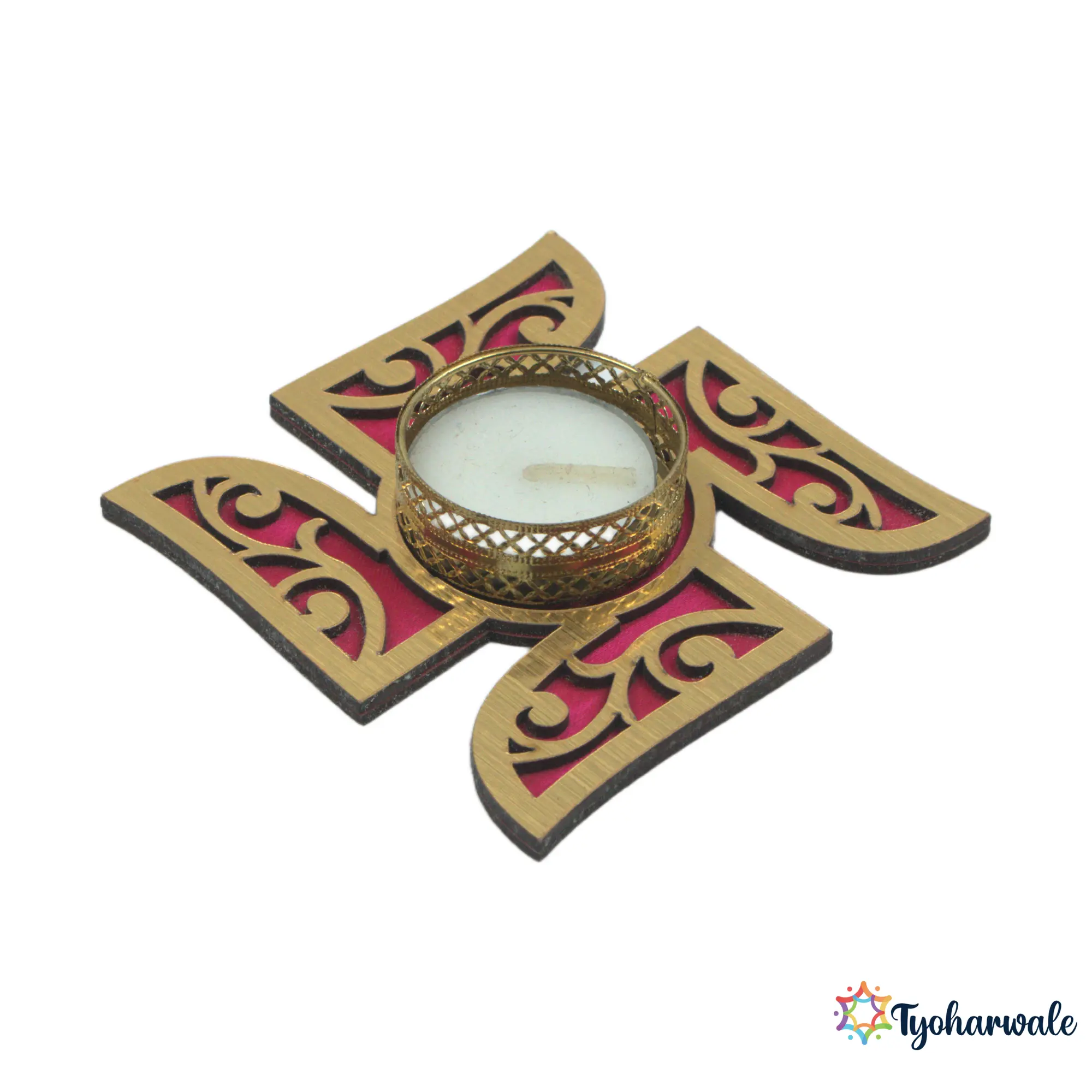 Swastik Tealight Candles – Decorative Tealight Holder for Diwali, Pooja & Home Decor | Traditional Swastik Design Candle Holder |