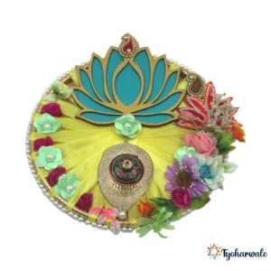 Fancy Lotus with Leaf Plate | For Home Decoration | Decorative Hanging for Door, Wall & Festival Decor |