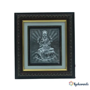 Goddess Lakshmi Photo for Home, Office, or Mandir | Silver Plated Frame | Decorative Religious Gift |