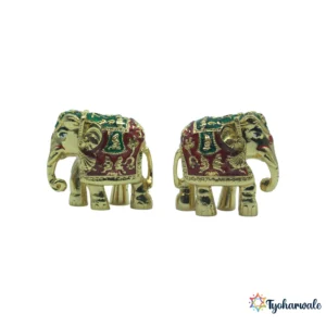 Gold Plated Elephant Pair | Gajraj Statues for Home Decor, Office, Housewarming or Gifting |