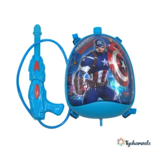 Shield Superhero Backpack Holi Water Tank Gun for Kids | Action Theme Festival Spray Toy | Outdoor Colour Play