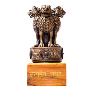 Ashok Stambh Statue | Indian National Emblem Ashoka Pillar Showpiece | Miniature Patriotic Desk Decor for Home, Office & Gifting