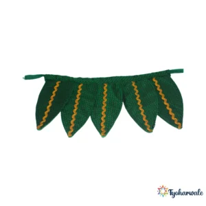 Decorative Artificial Mango Leaves for Kalash | Green & Gold Kalash Mango Leaves Set (5 Leaves) | Traditional Pooja Decoration for Gudhi Padwa |