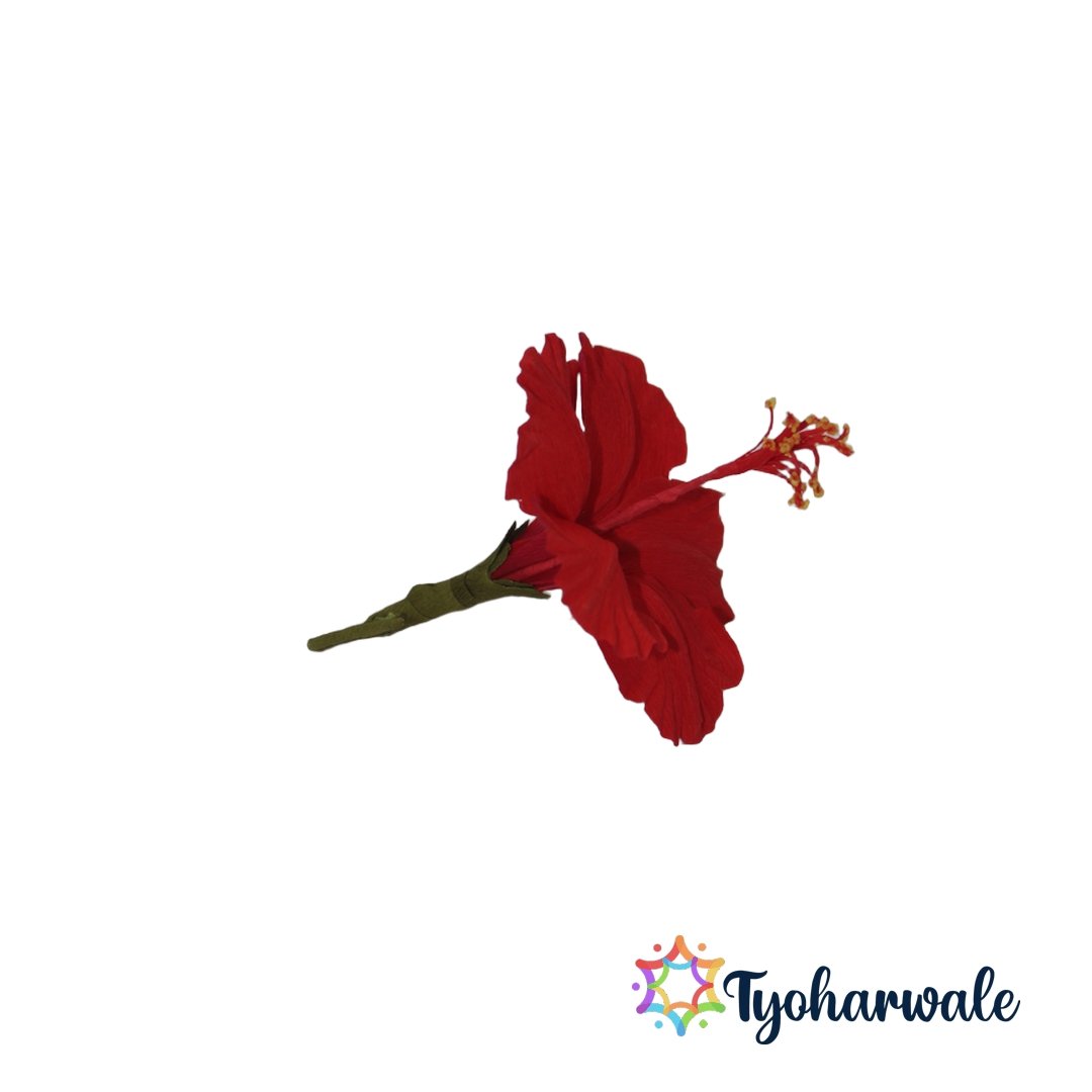 Handmade Artificial Hibiscus Flower | artificial hibiscus flower | Eco-Friendly Floral Décor for Home & Festivals | Decorative Hibiscus Flower Craft for Pooja, Gifting & Table Setup