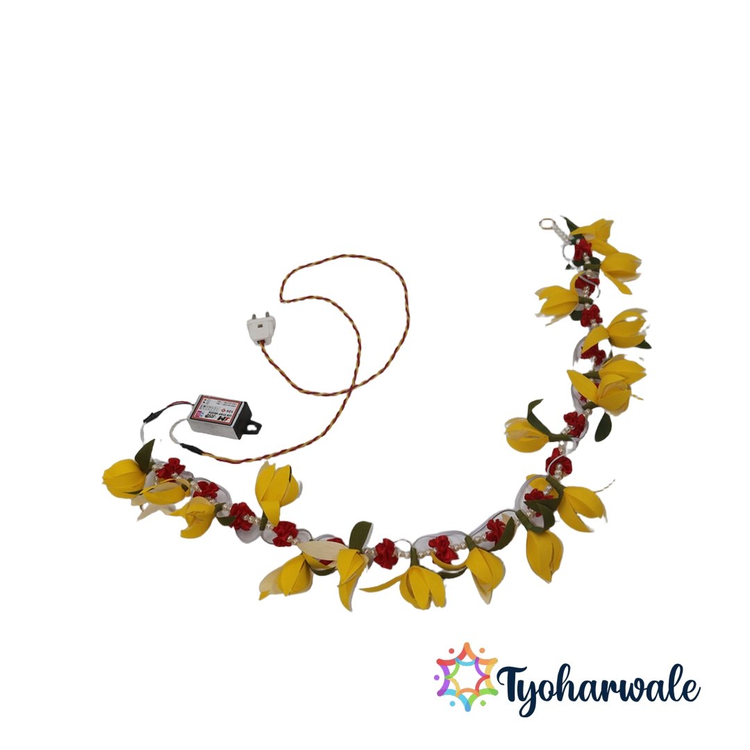 Handmade Lighting Floral Toran for Door Decoration | Eco-Friendly Festive Entrance Hanging with Floral Design for Home & Pooja Décor