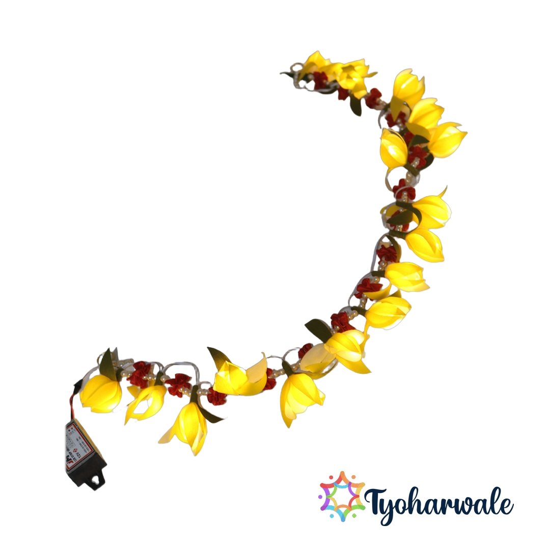 Handmade Lighting Floral Toran for Door Decoration | Eco-Friendly Festive Entrance Hanging with Floral Design for Home & Pooja Décor
